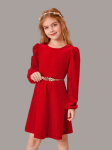 mergaitės suknelė, Melissa suknelė, raudona suknelė, elegantiška mergaitės suknelė, patogios mergaitės suknelės, išskirtinės suknelės mergaitėms