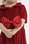 mergaičių suknelės, Raisa suknelė, raudona suknelė, elegantiška suknelė, madinga suknelė, stilinga suknelė, šventinė suknelė, mergaičių drabužiai