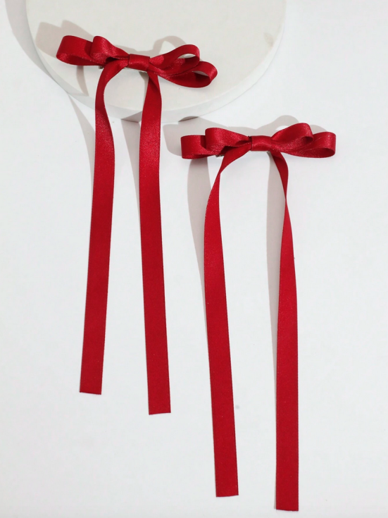 plaukų segtukai mergaitėms, raudoni kaspinėliai, plaukų aksesuarai vaikams, segtukai mergaitėms, elegantiški plaukų segtukai