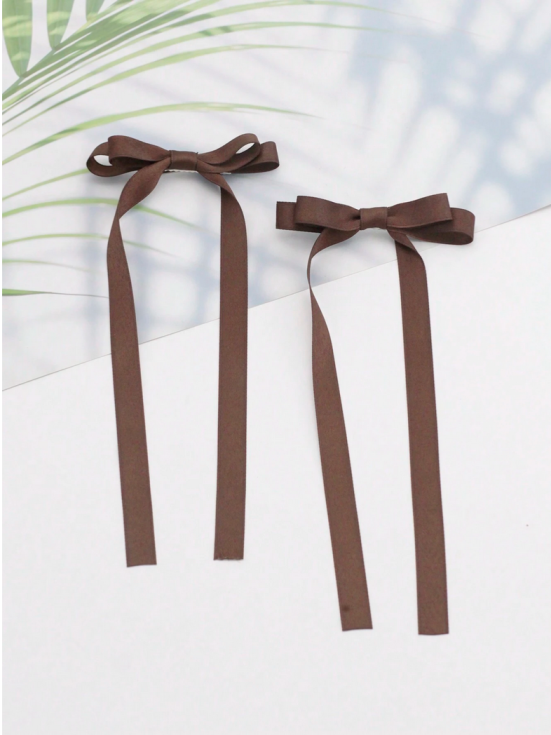 satininiai plaukų segtukai, mergaitėms, elegantiški segtukai, rudi segtukai, kaspinėlio formos segtukai, šventiniai aksesuarai, praktiški plaukų segtukai