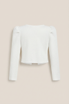 vaikiškas bolero, Giorgia bolero, bolero su perlais, elegantiškas bolero, mergaitės bolero, oficiali mergaitės apranga, ecru spalvos bolero, šventinis bolero, bolero mergaitėms