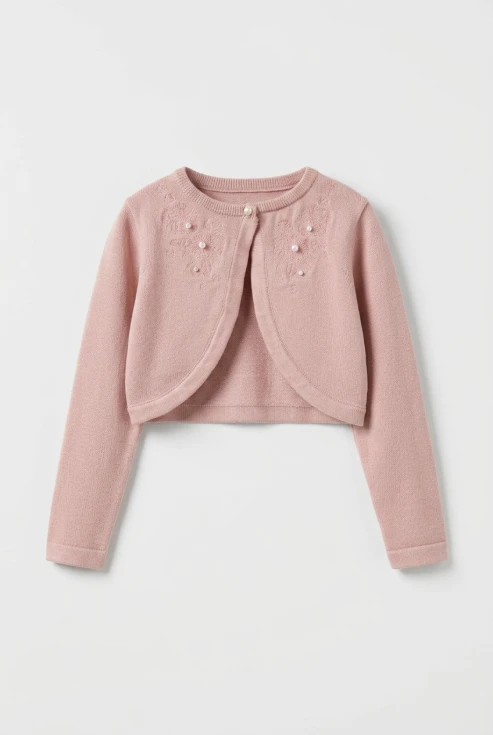 mergaitiškas bolero Ada rožinės spalvos, Komunijos šventinis bolero, ZOYA Fashion
