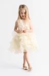 auksinė suknelė mergaitei, proginė tiulinė suknelė Elodie, suknelė vestuvėms, pamergės suknelė, ZOYA Fashion