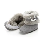 pilki kūdikių bateliai su karūna, mergaitės proginiai bateliai, krikštynų bateliai, bateliai naujagimiui, ZOYA Fashion