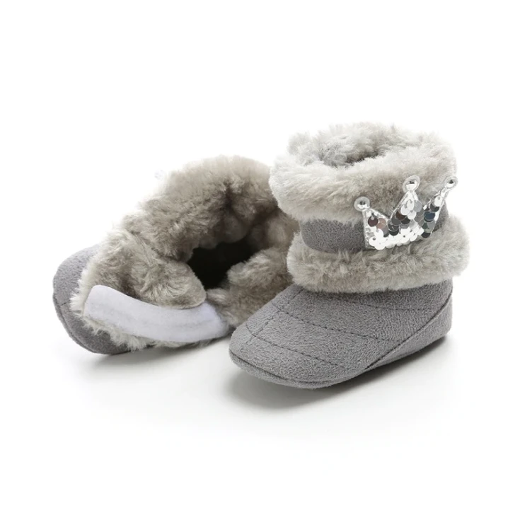 pilki kūdikių bateliai su karūna, mergaitės proginiai bateliai, krikštynų bateliai, bateliai naujagimiui, ZOYA Fashion